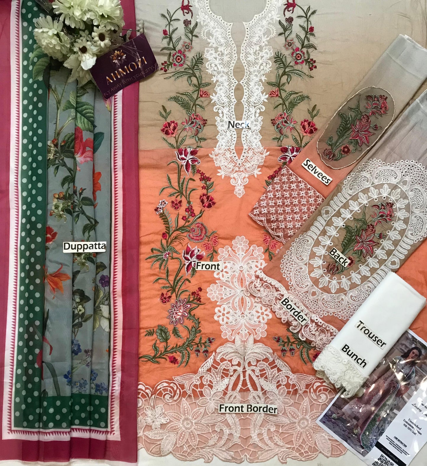 Mushq Tie n Die New Wz-029 Premium Pure Luxury Lawn Emb With Silk Duppata 25