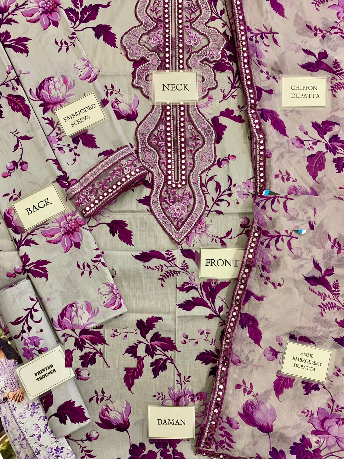 Aneela’s Hit Code Wz-039 Premium Pure Luxury Lawn Emb With  Chiffon Emb Duppata 25