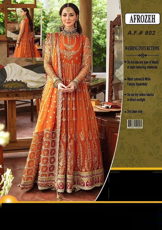 Afrozeh Soft Net Frock Wedding Season / Party Wear Frock 2025