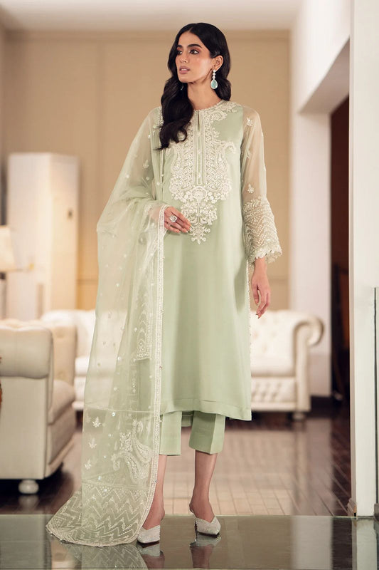Asim Jofa Light Green Semi Pure Chiffon Pakistani Dress 2025