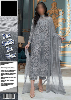 open lace back dress Laam 100% Soft Net Party Wear Dress 2025 – Wearza