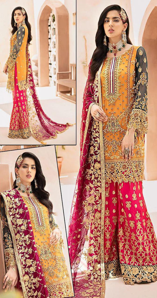 Emaan Adeel Yellow Mehndi Garara Wedding Season / Party Wear 2025