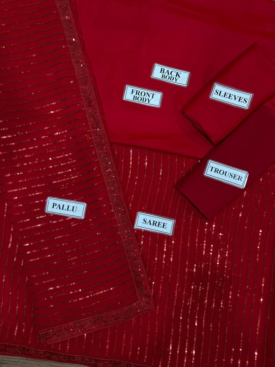 Saba Rajput Saba Rajput Red Most Hit Saree Wedding Season / Party Wear 2025 – Wearza