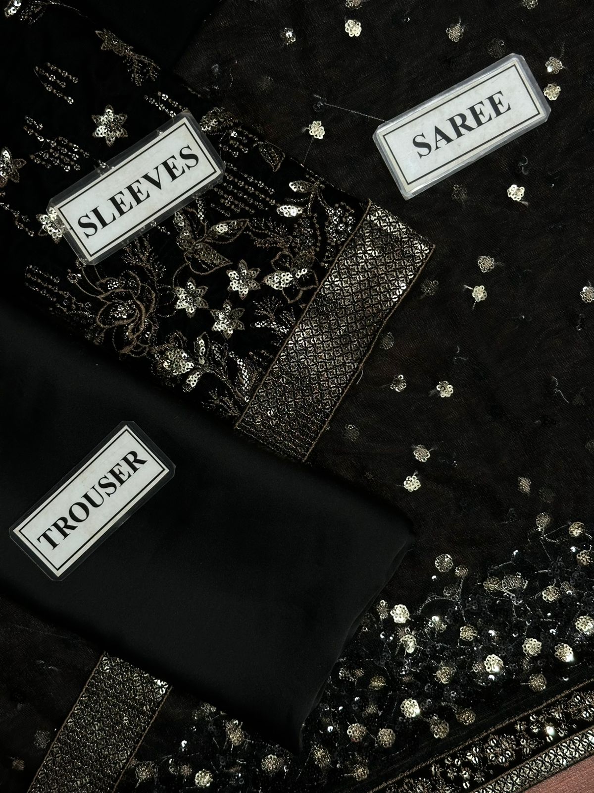 Jazmin Soft Net & Velvet Black Most Hit Saree Wedding Season / Party Wear 2025