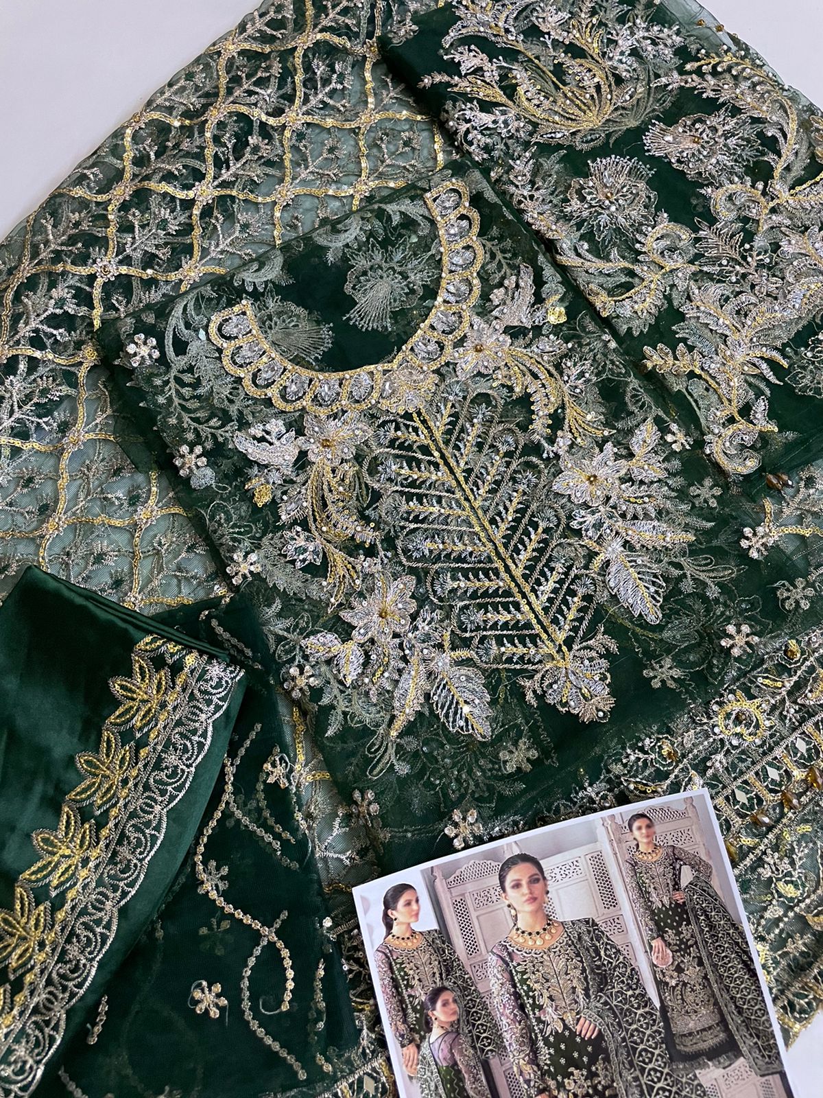 Gulaal Qayinaat Emb Bridal Soft Net Wedding & Party Wear Dress 2025