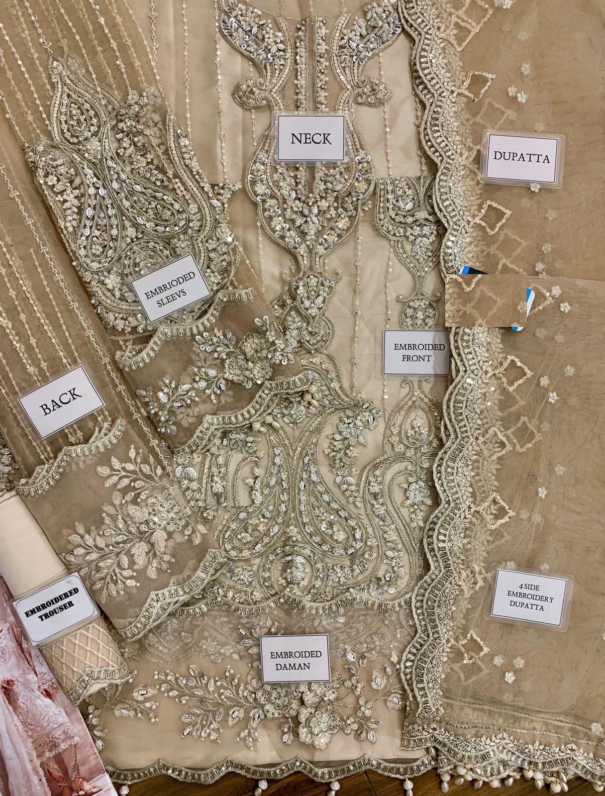 Maria b Heavy Embroidered Skin Formal Soft Net Wedding & Party Wear Dress 2025