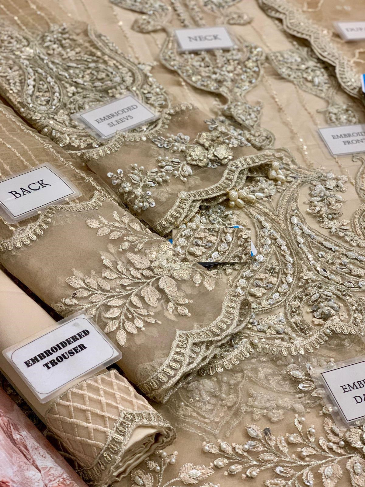 Maria b Heavy Embroidered Skin Formal Soft Net Wedding & Party Wear Dress 2025