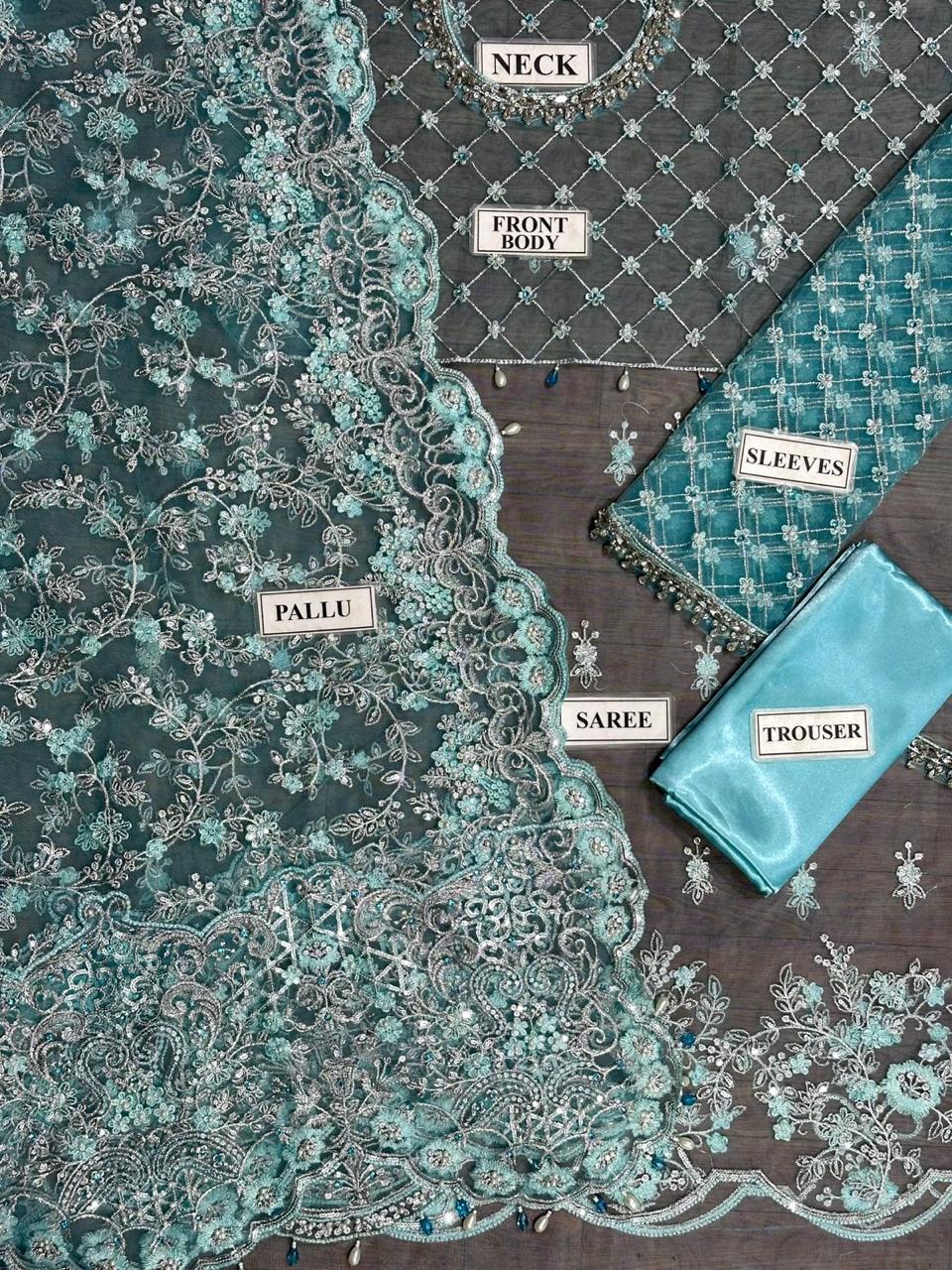 Maria b Wz=02 Bridal Beautiful Saree Wedding Saree Net Fabric 2025