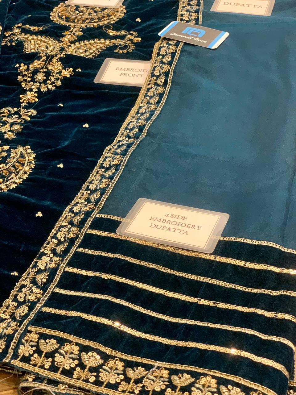 Agha Noor Velvet 9000 Micro Navy Hot Design 2025