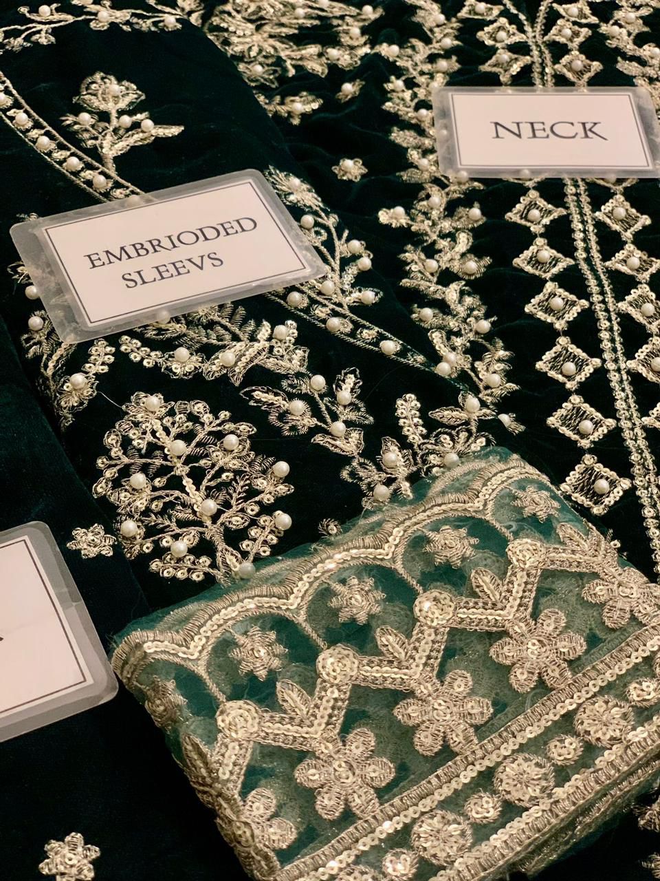 Qalamkar Velvet Black Beauty Dress With Chiffon Emb Duppata 2025