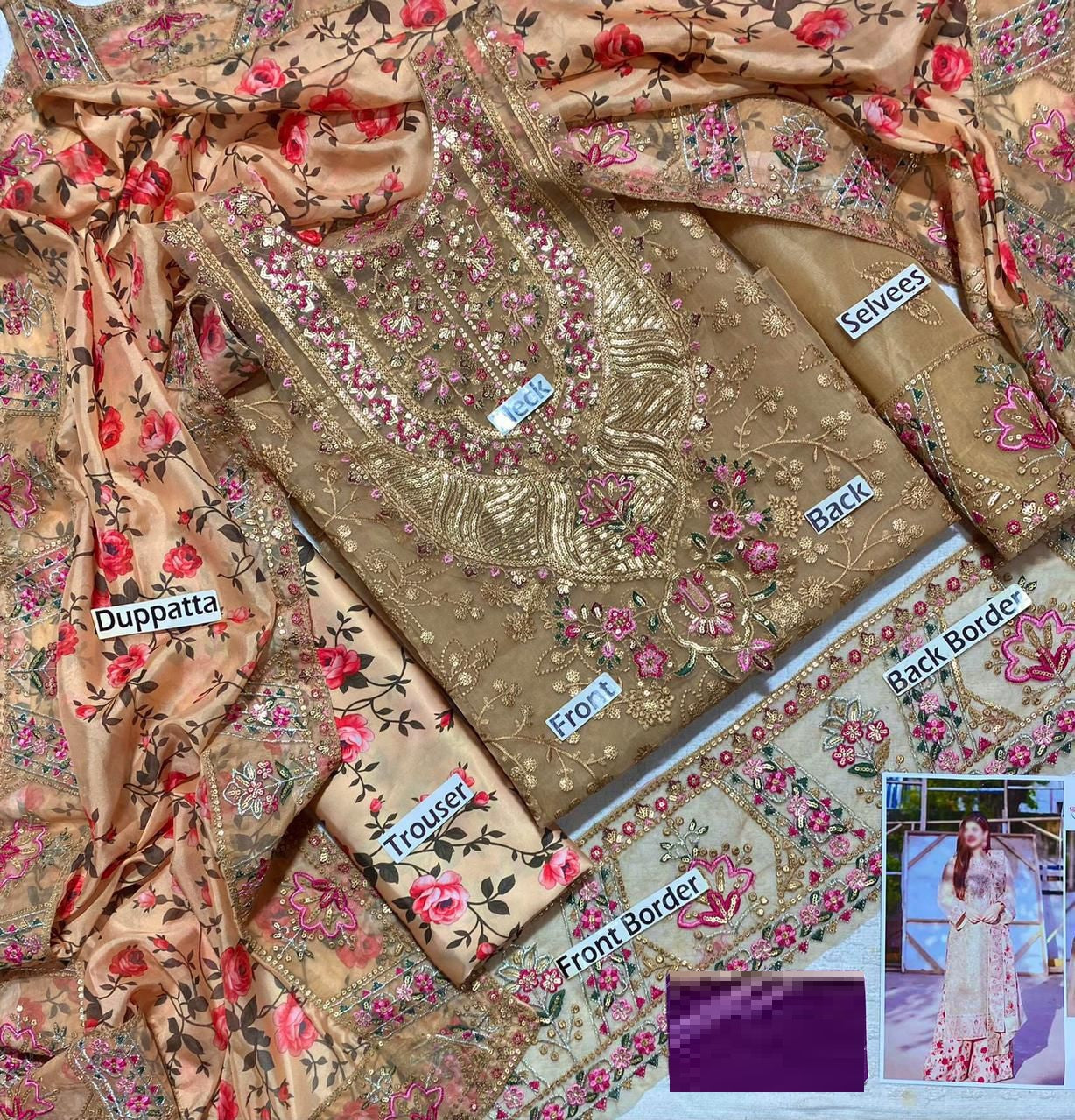 Aneela New Hit Wz-41 Premium Organza Emb With SIlk Duppata 25