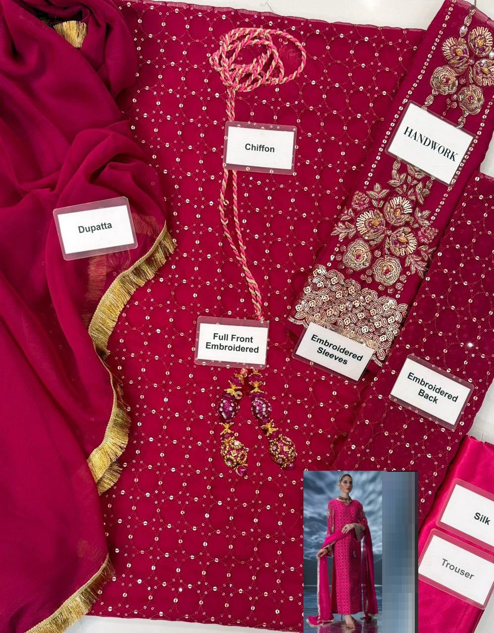 Amave Am=04 Semi Pure Chiffon Shocking Pink Emb 25