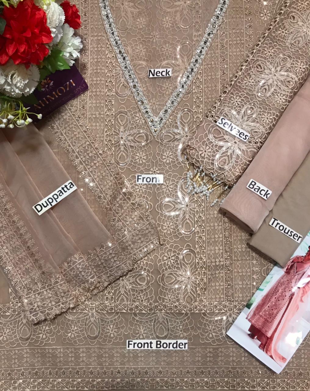 Maryum N Maria Handcrafted Shrimp Wz-09 Most Beautiful Premium Organza Dress 2025