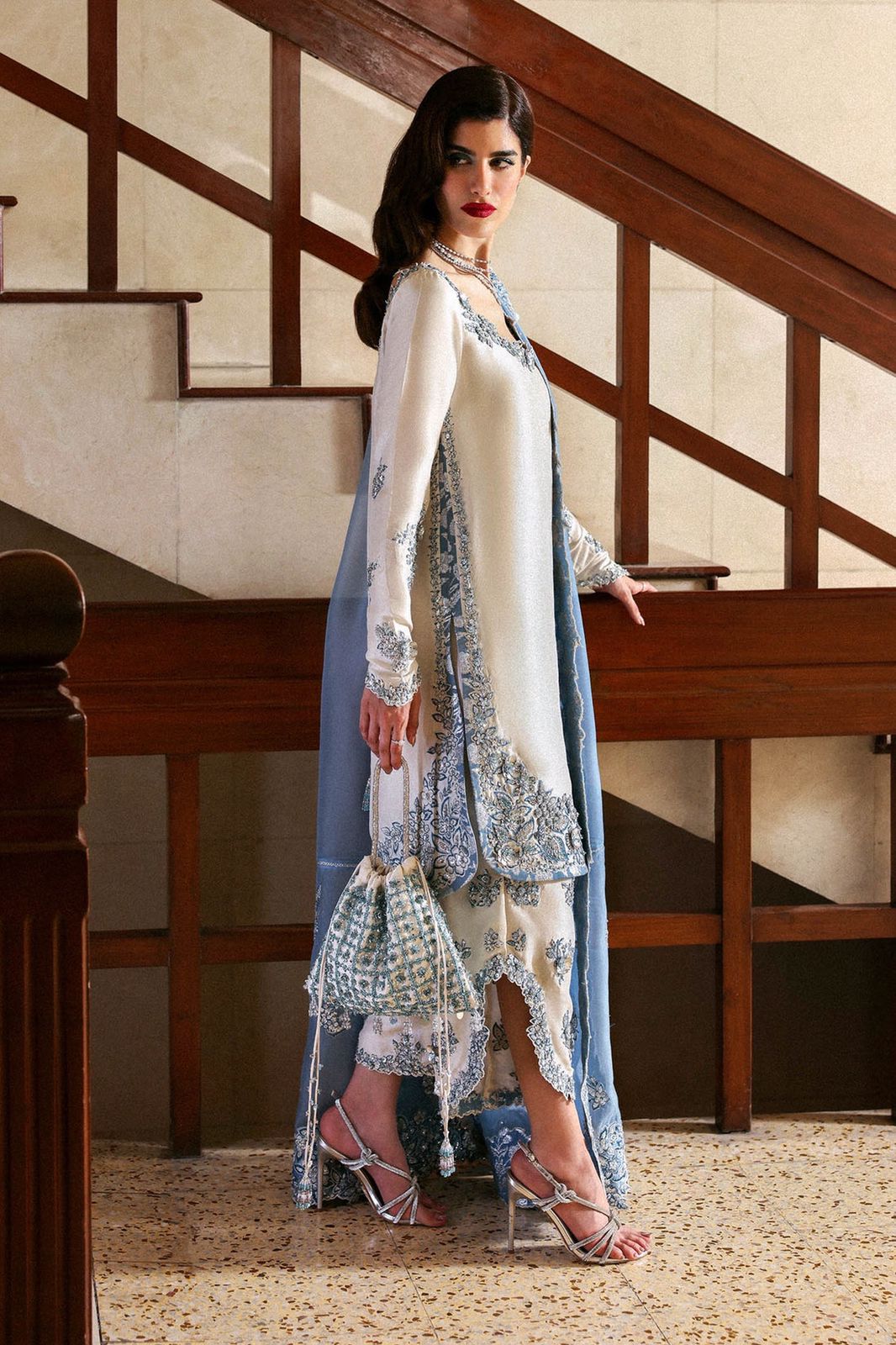 Hussain Rehar Wz-02 Sheesha Silk Heavy Adda Work With Clutch 2025