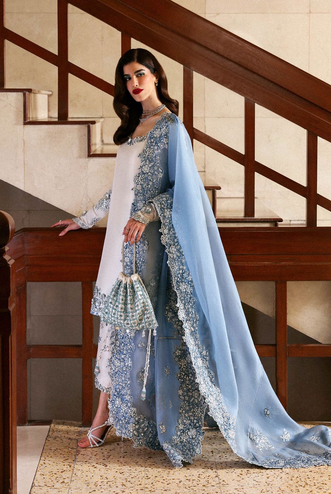 Hussain Rehar Wz-02 Sheesha Silk Heavy Adda Work With Clutch 2025