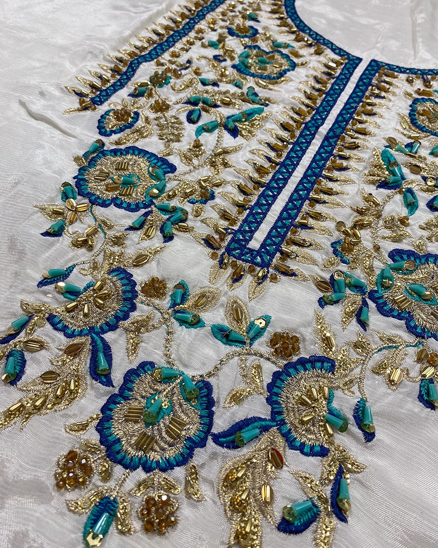 Alizay Saad Ivory Luxury Hand Embellished Raw Silk Formal Wedding Dress 25