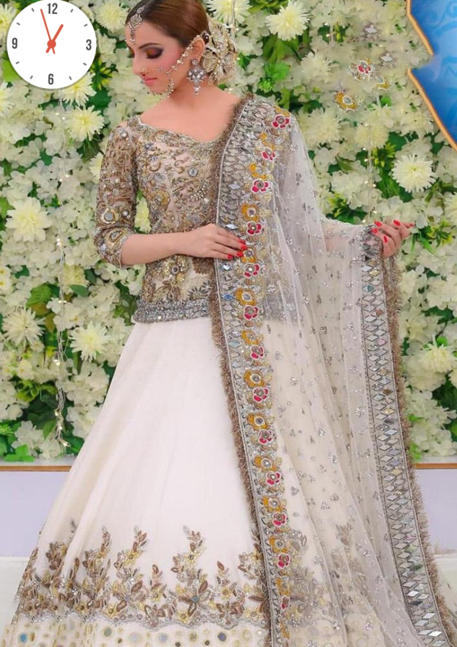 Kashee x Nida Yasir Most Demanding Lehnga Maxi White Beautiful Design