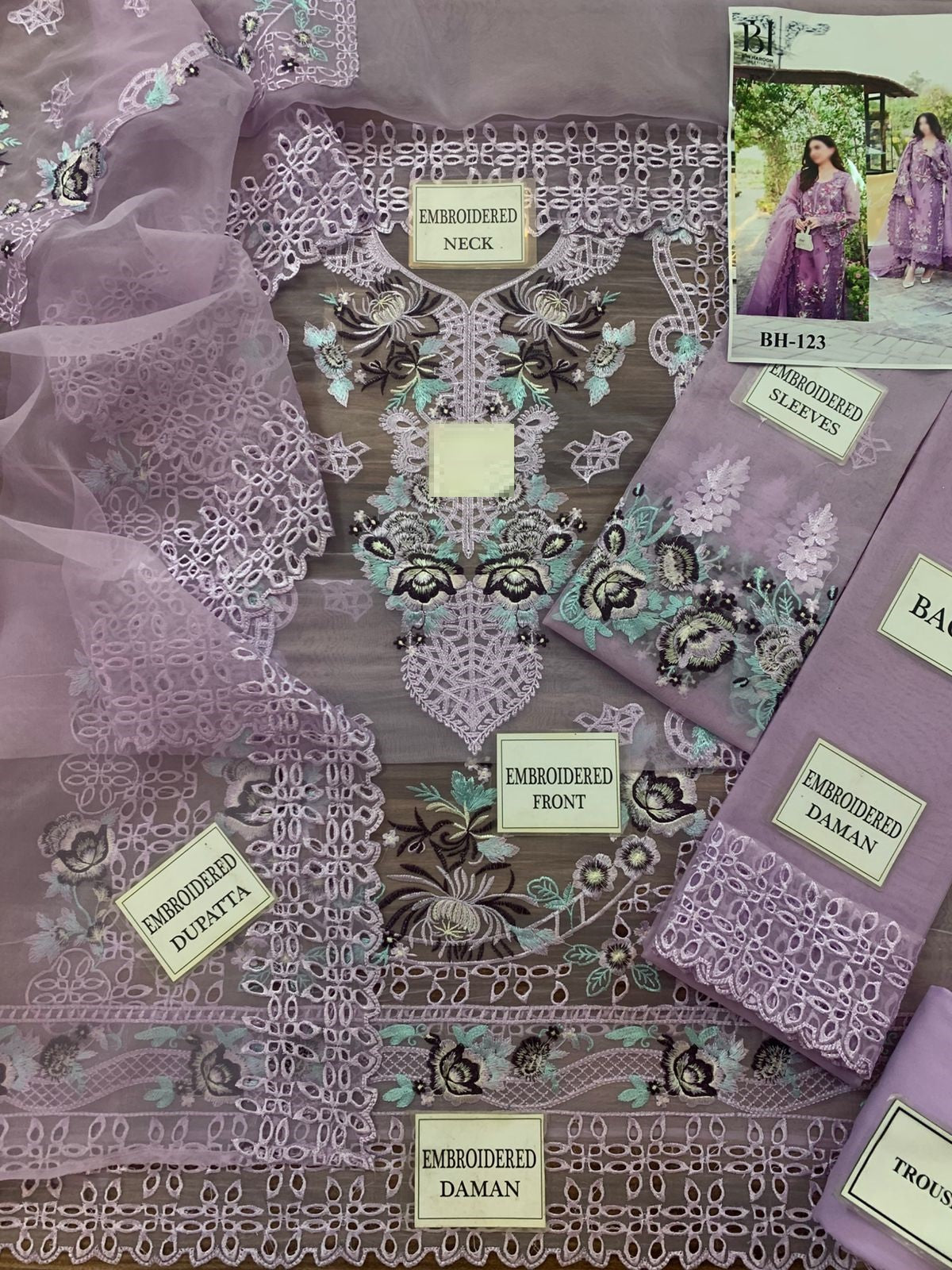 Aneela's Wz-02 Purple Organza Chikankari Dress 2025