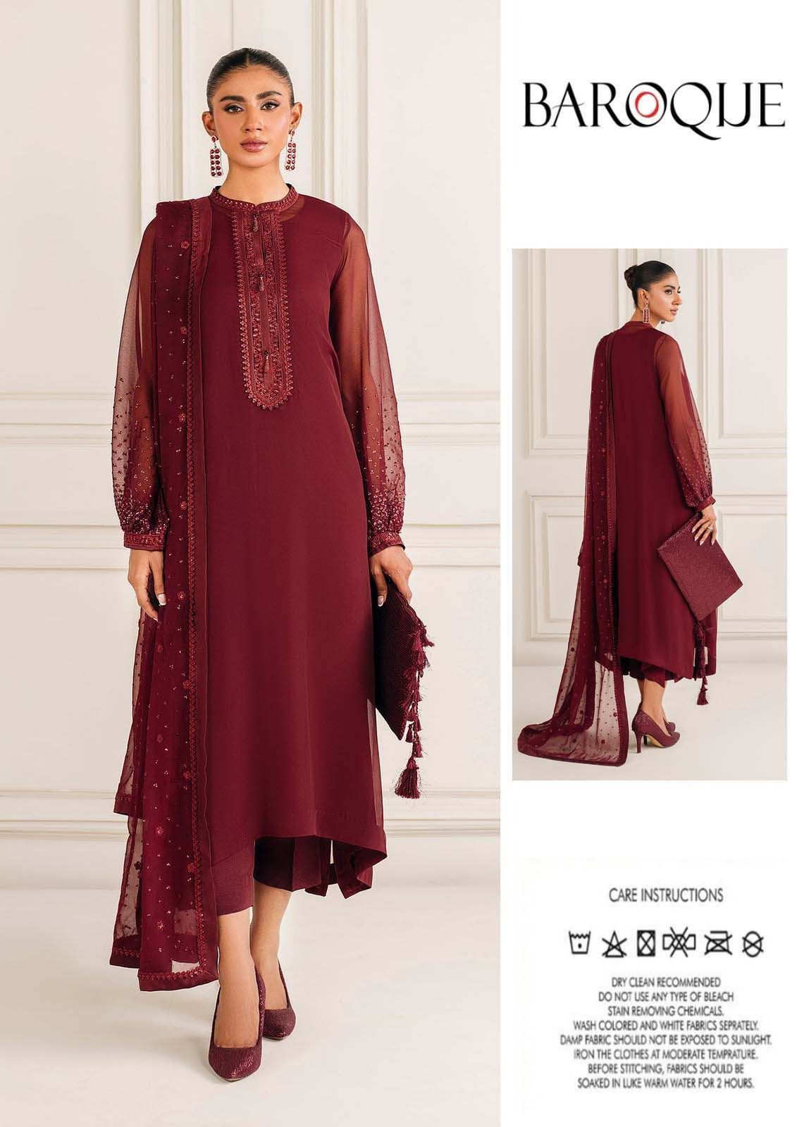 Baroque Wz-98 Pure Chiffon Most Demanding Design Red & Black