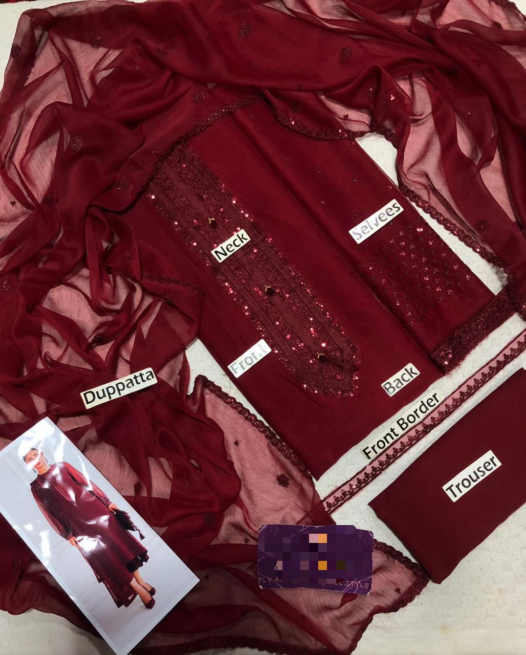 Baroque Wz-98 Pure Chiffon Most Demanding Design Red & Black