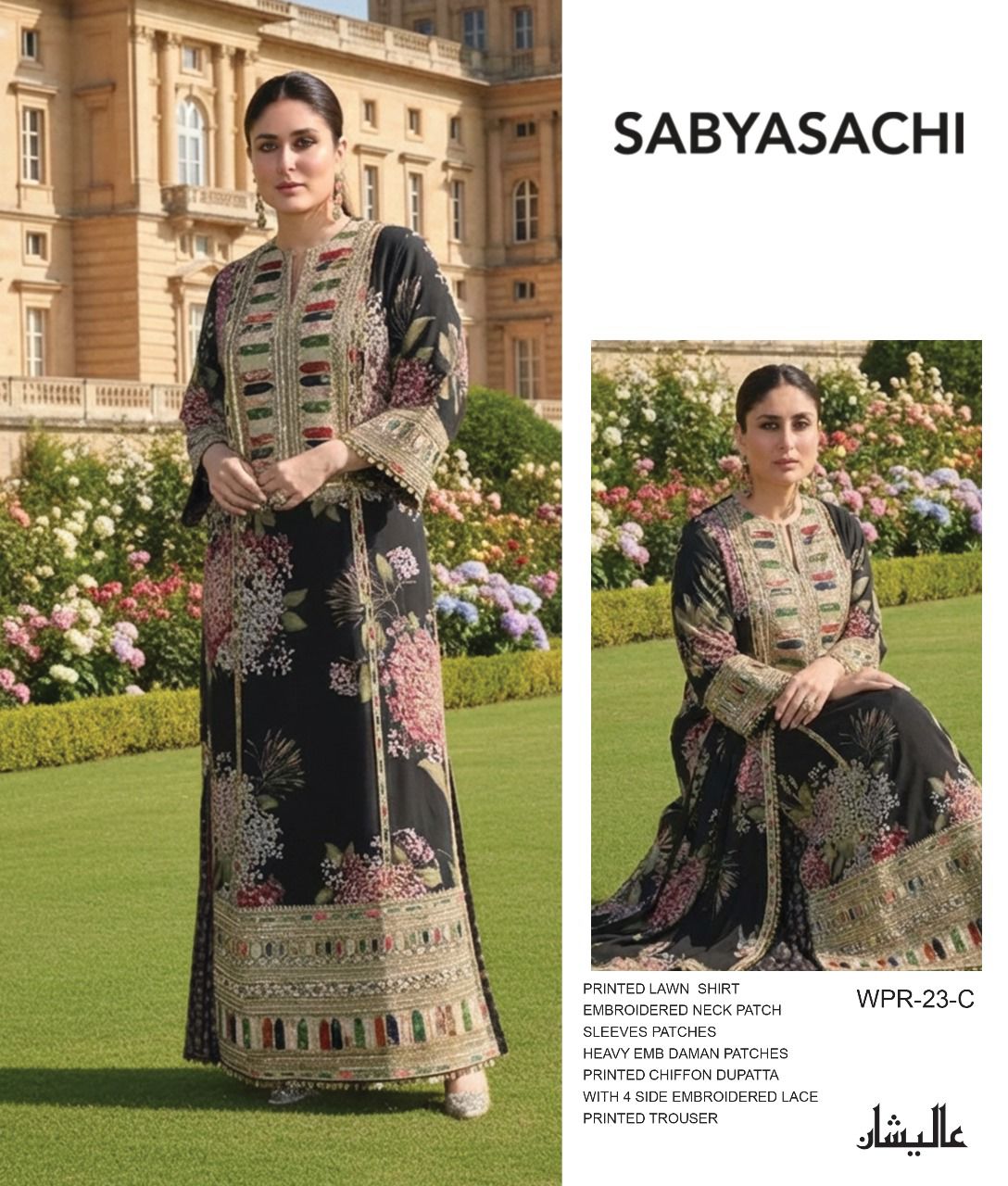 Sabyasachi Wz-093 Premium Pure Lawn Dress With Chiffon Emb Duppata 26