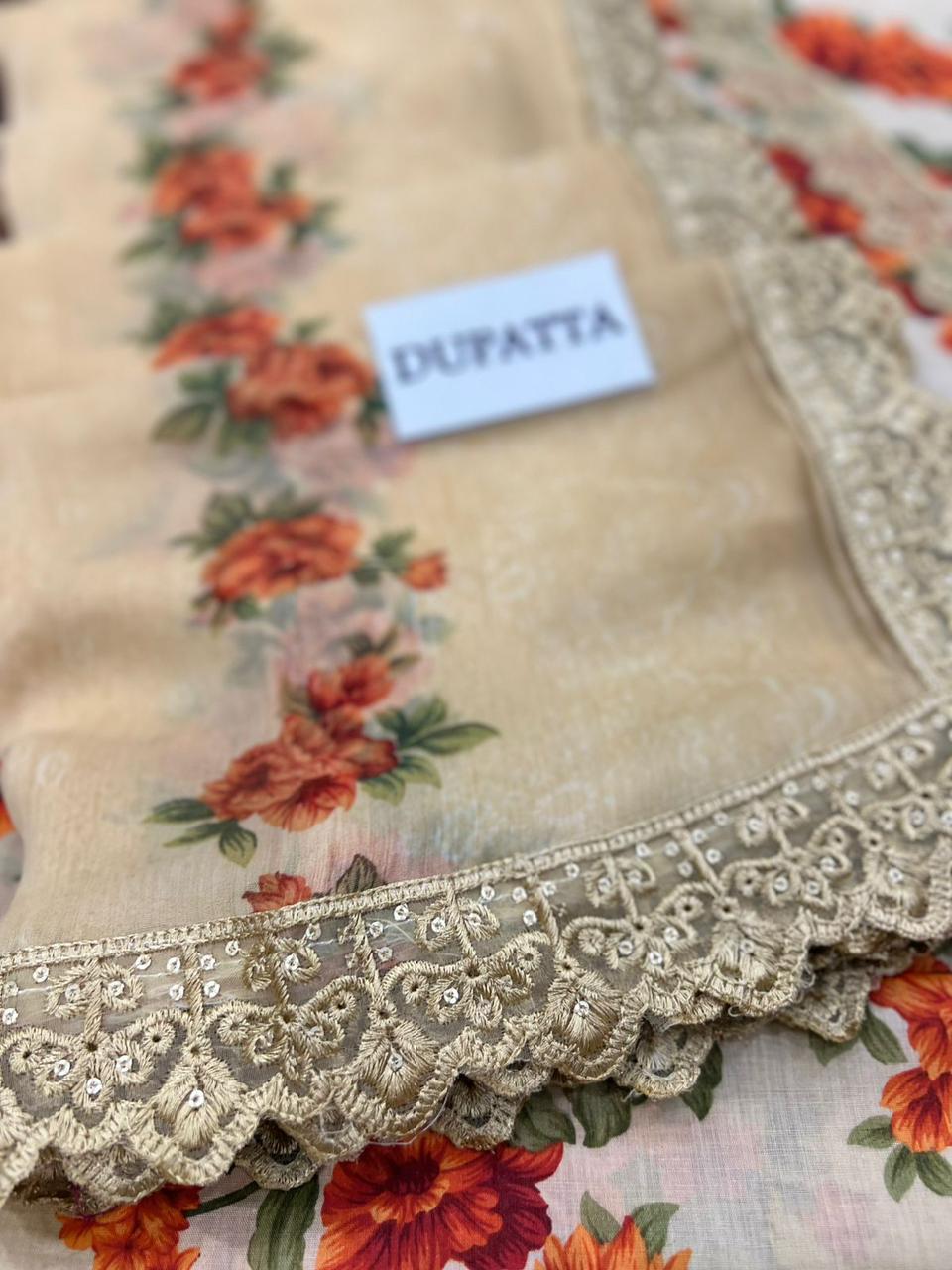 Baroque Wz-095 Premium Pure Lawn Dress With Crinkle Chiffon Emb Duppata 26