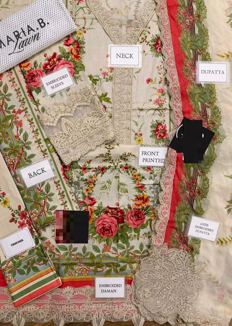 Maria b M Print Wz-260 Premium Lawn With Chiffon Emb Duppata 26