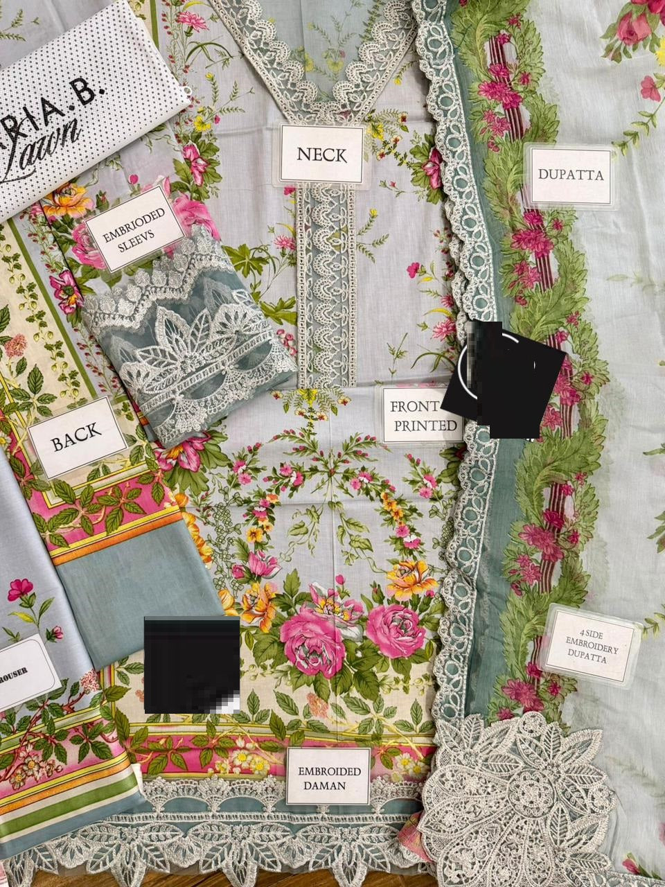 Maria b M Print Wz-260 Premium Lawn With Chiffon Emb Duppata 26