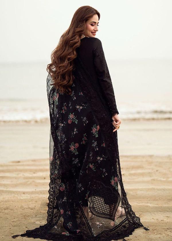 Nureh X Sana Jawed Black Beauty Premium Pure Lawn Chikankari  With Organza Emb Duppata 26