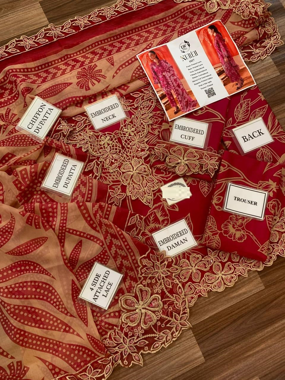 Nureh Wz-873 Premium Pure Lawn With Chiffon Emb Duppata 26