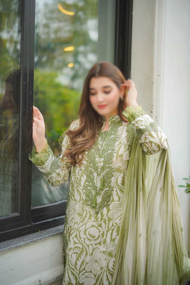 Aneela A-297 Premium Pure Lawn With Chiffon Emb Duppata 26
