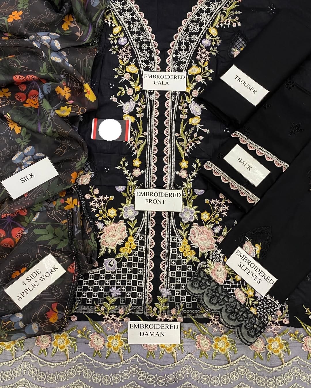 Maryam Hussain Wz-09 Premium Pure Cotton Chikankari With Silk Emb Duppata 26