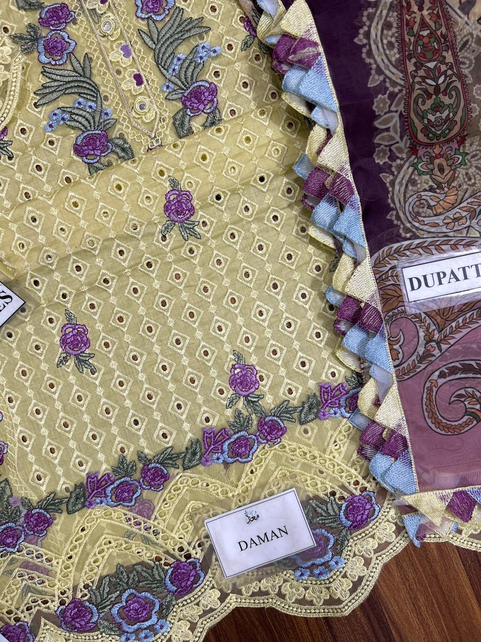 Jade Ombre X Dananeer Lemon Premium Pure Lawn Dress With Silk Emb Duppata 26