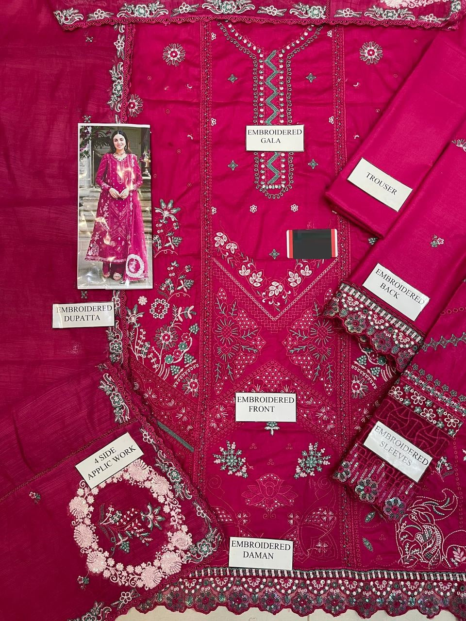 Qalamkar Wz-72 Premium Chikankari Lawn With Minar Organza Emb Duppata 26