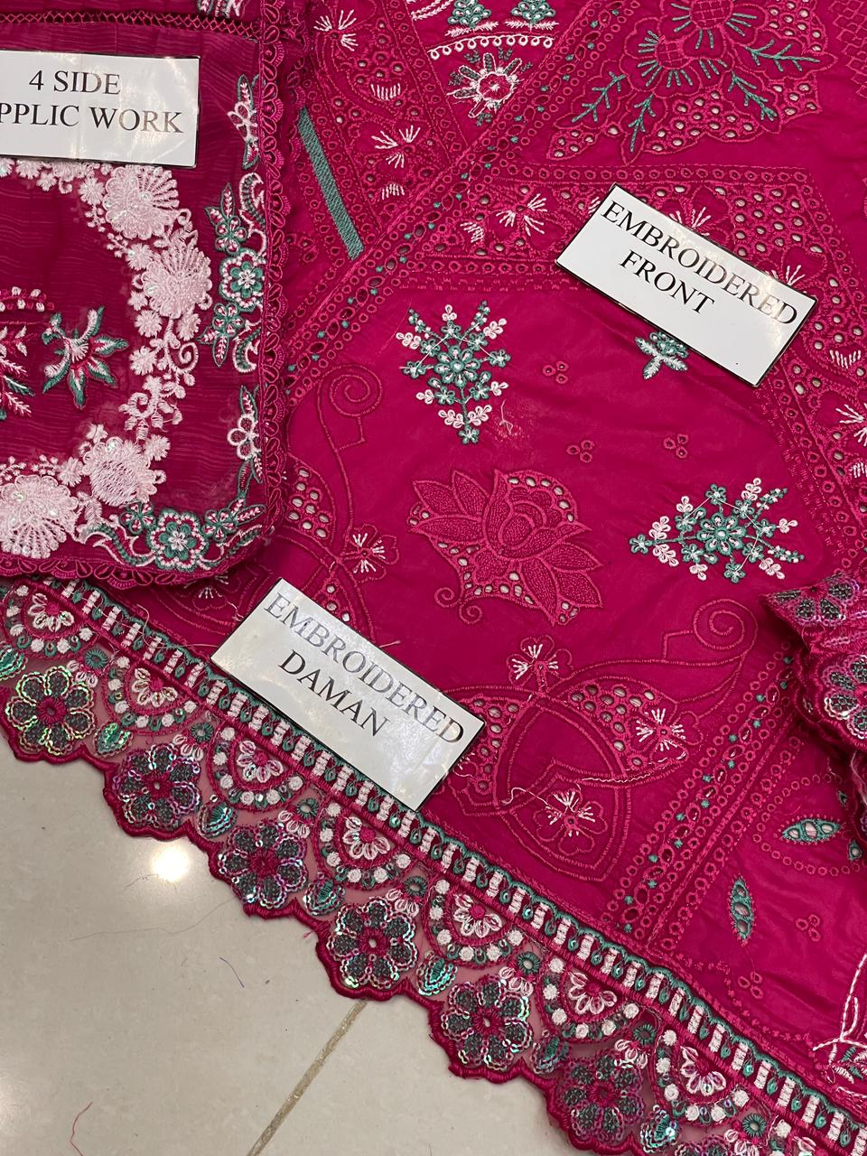 Qalamkar Wz-72 Premium Chikankari Lawn With Minar Organza Emb Duppata 26