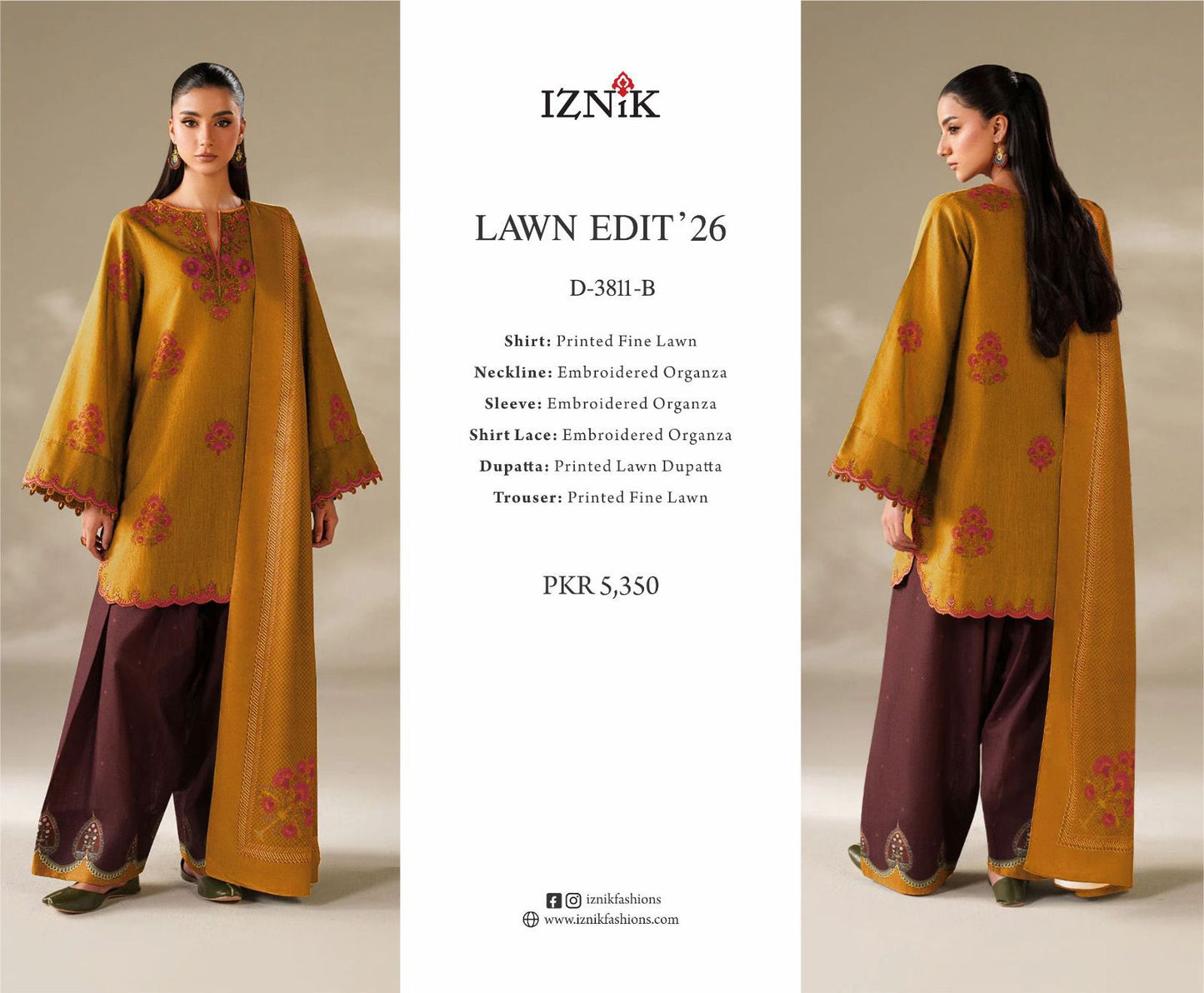 Iznik Wz-38 11B Premium Pure Lawn With Chiffon Emb Duppata 26