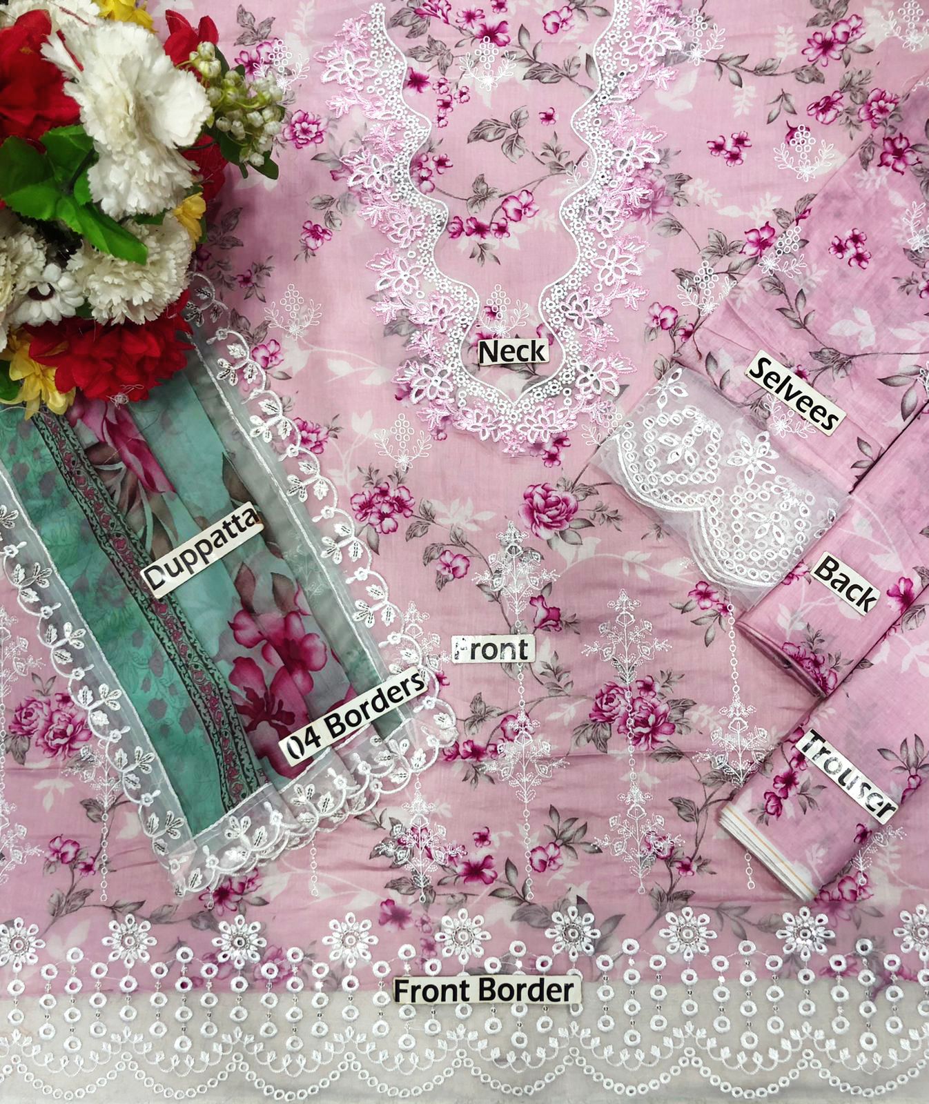 Neeshay PECHE Premium Pure Lawn With Chiffon Emb Duppata 26