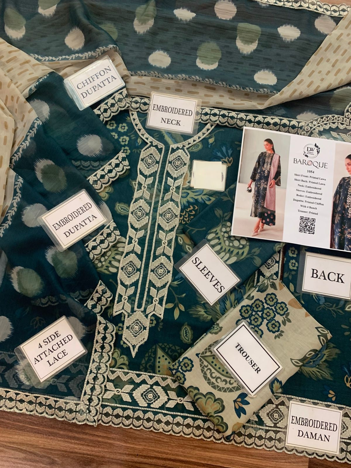 Baroque Wz=1054 Premium Pure Lawn With Chiffon Emb Duppata 26