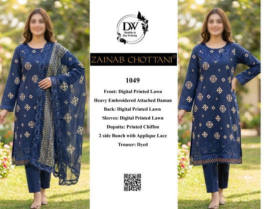Zainab Chotani Wz-1049B Premium Pure Lawn With Chiffon Emb Duppata 26