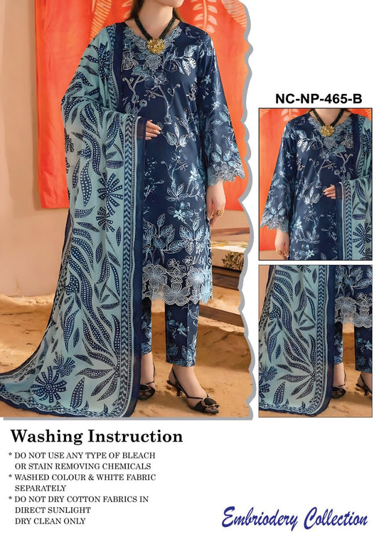 Nureh Np-465A Premium Pure Lawn With Chiffon Emb Duppata 26
