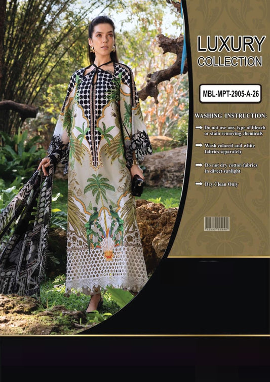 Maria b M Print MBT-2905B Premium Pure Lawn With Chiffon Emb Duppata 2026