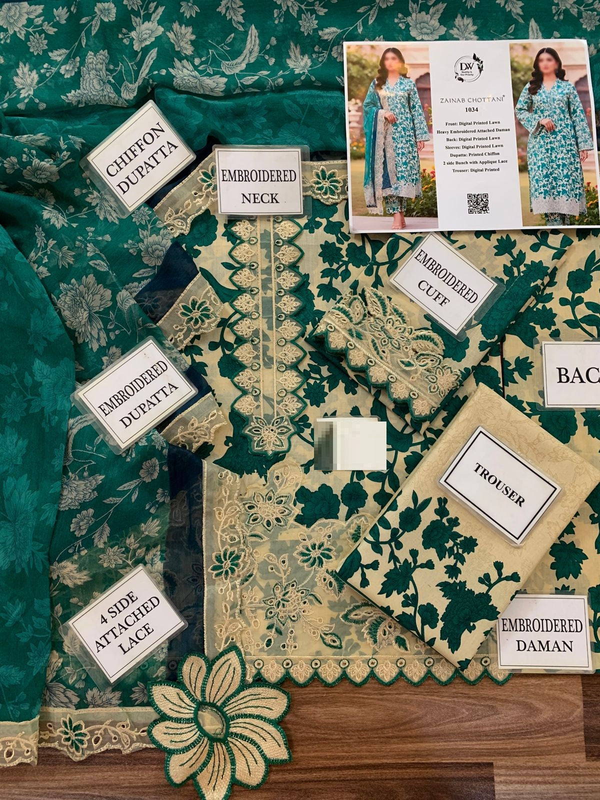 Zainab Chotani Zc-1034  Premium Pure Lawn With Chiffon Emb Duppata 2026