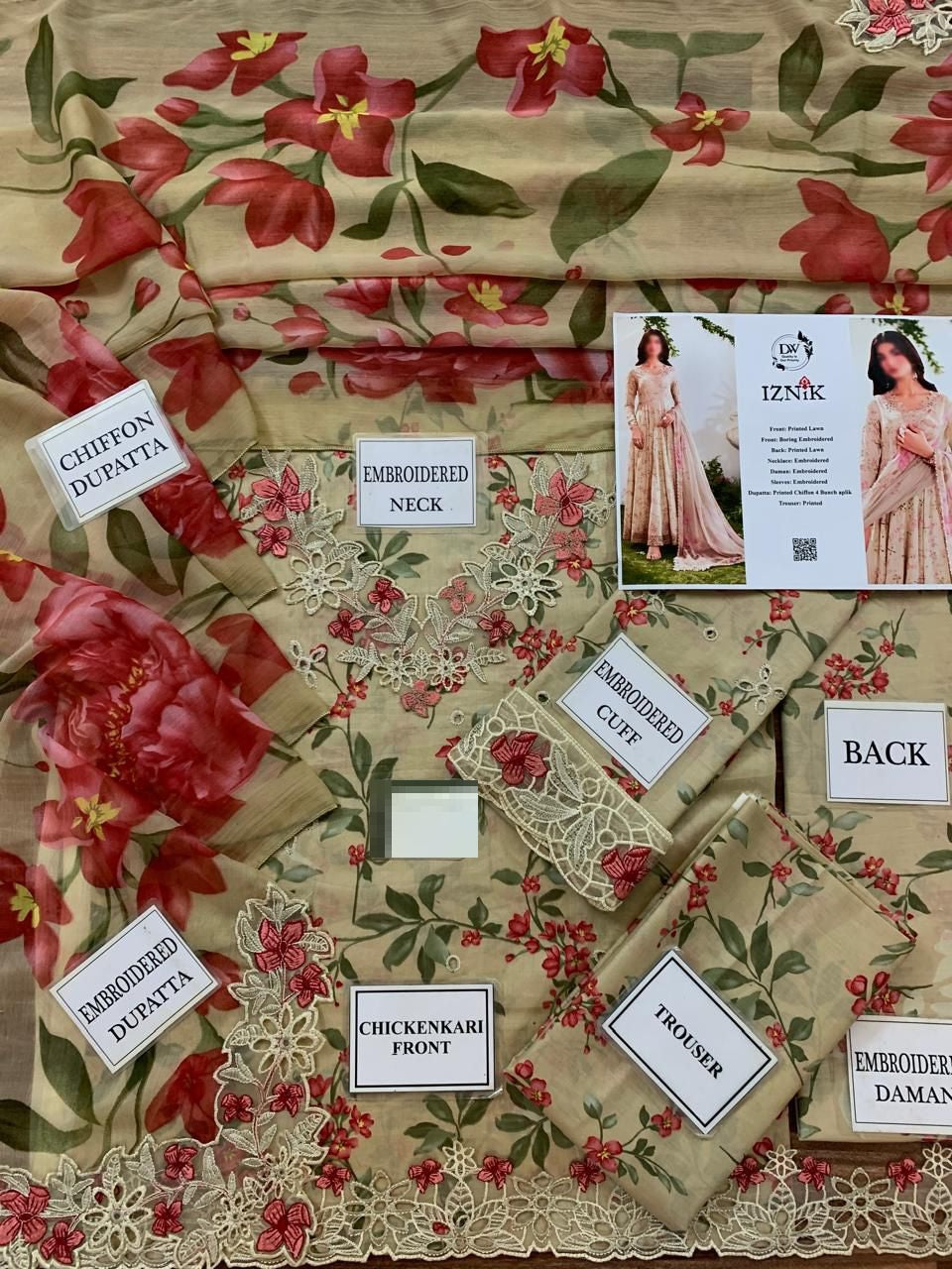 Iznik Wz-30 Premium Pure Lawn With Chiffon Emb Duppata 2026