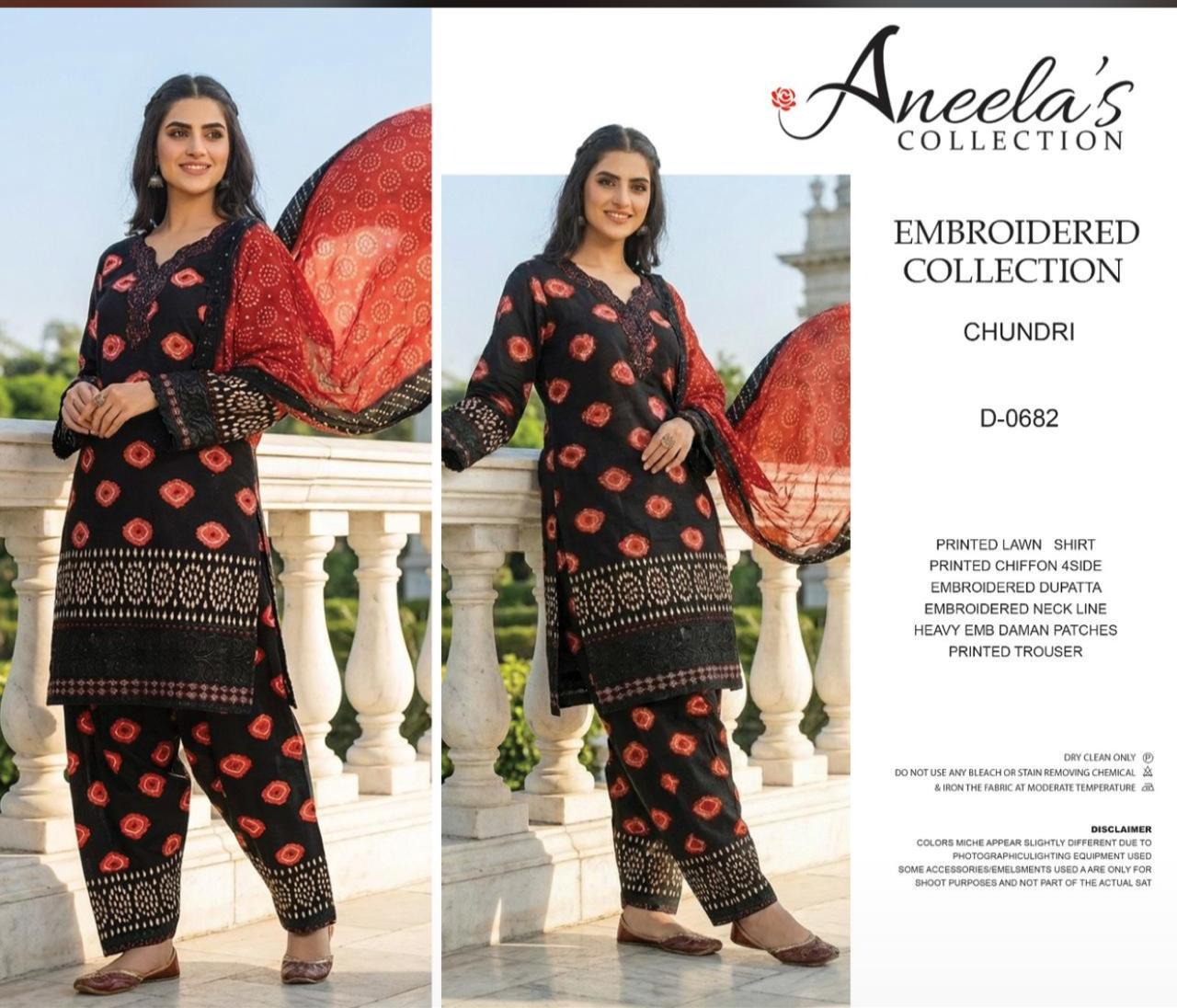 Aneela's Chundri Wz-70 Luxury Lawn Dress With Crinkle Chiffon Emb Duppata 26