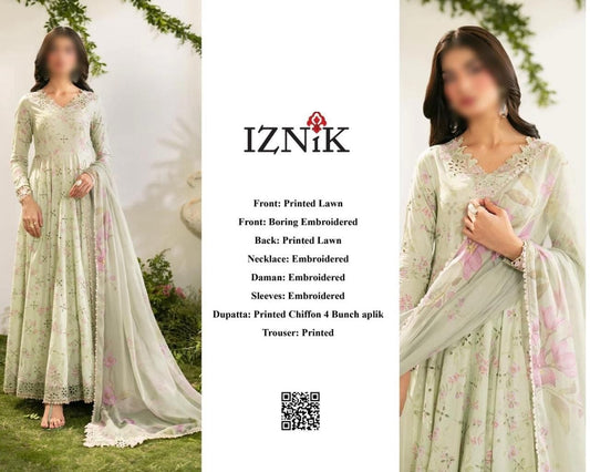 Iznik Wz 203 Most Demanding Premium Pure Laan With Chiffon Emb Duppata 2026