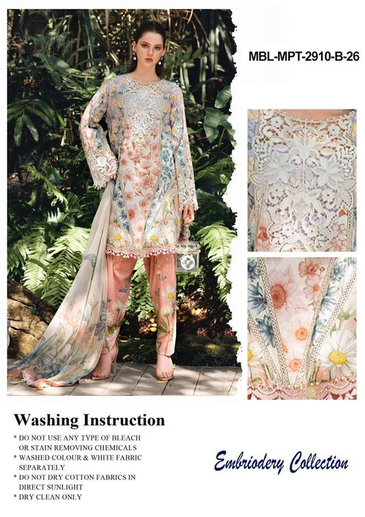 Maria b M Print MBT-2910-B Premium Pure Lawn With Chiffon Emb Duppata 2026