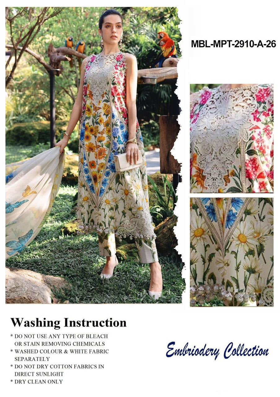 Maria b M Print MBT-2910-A Premium Pure Lawn With Chiffon Emb Duppata 2026
