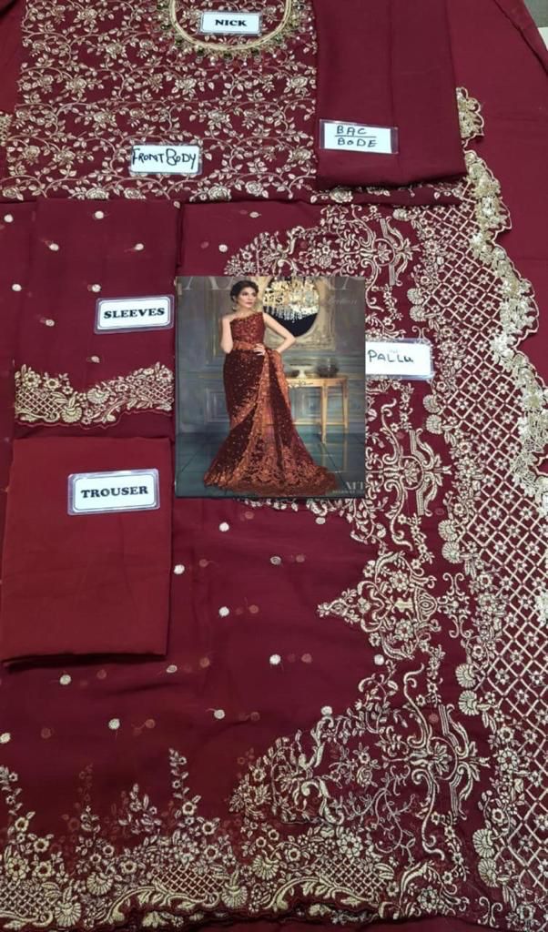 Aayra Wz-36 Mahroon Indian Beauty Demanding Exclusive Chiffon Saree 26