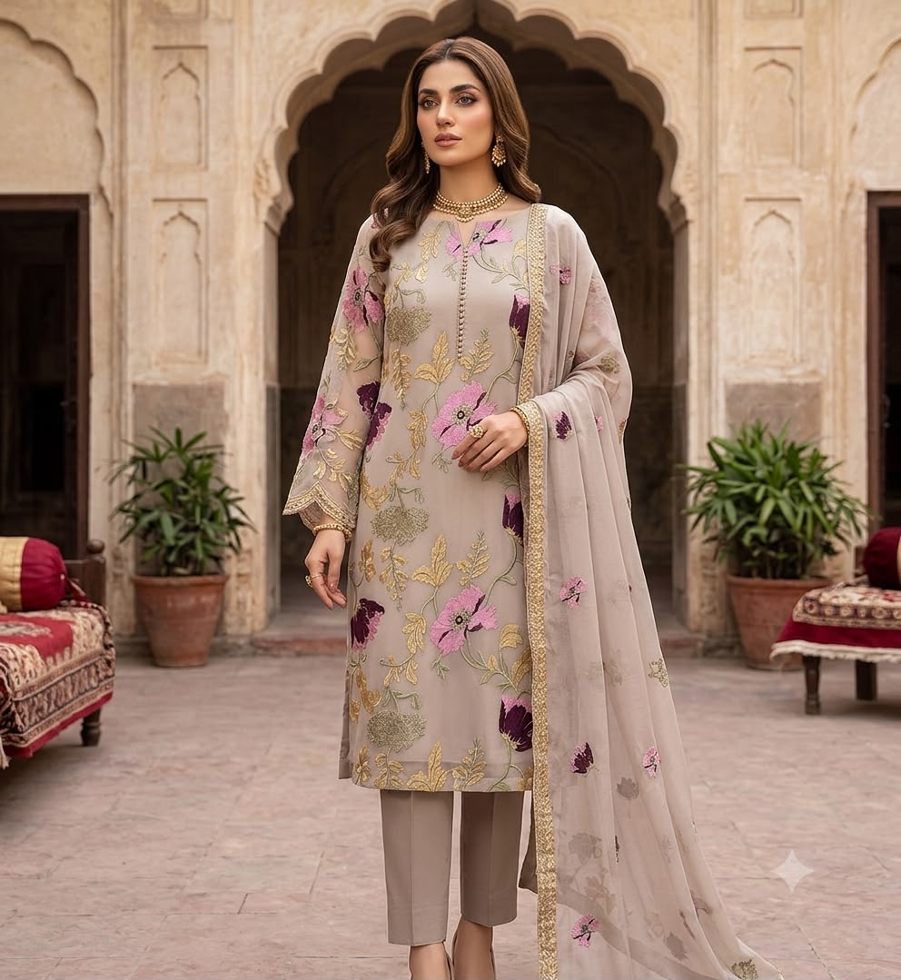 Midnight Bloom Wz-2557 Premium Bumber Chiffon With Exquisite Chiffon Duppata 2026