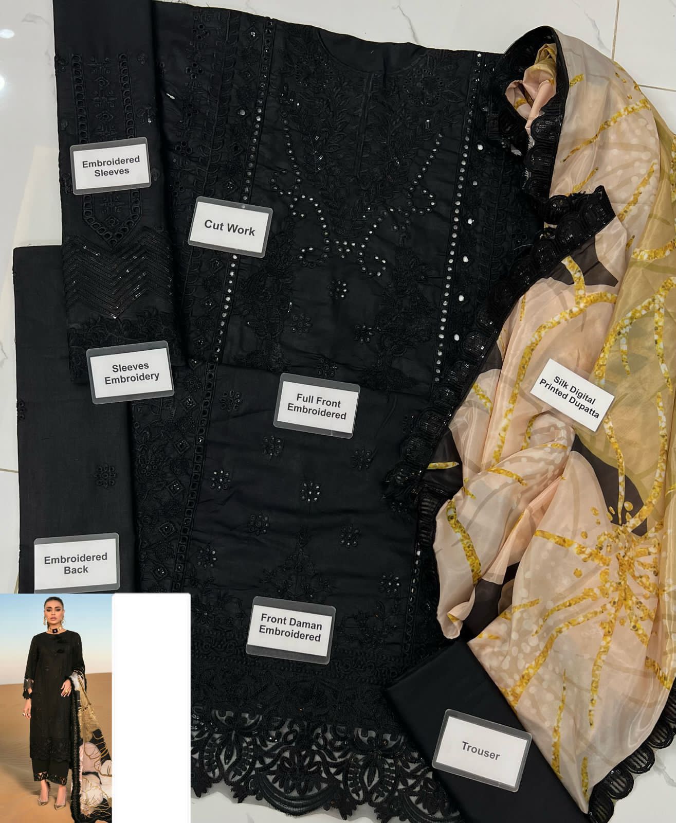 Rangrasiya Chikankari Collection (wz-Black Gold Natalia) Azadi Sale 2026